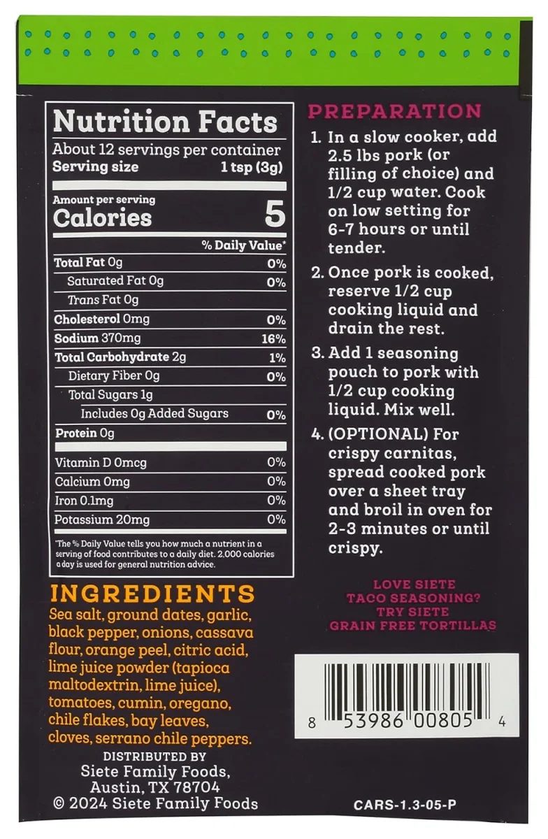 Siete Carnitas Seasoning - 1.29 oz