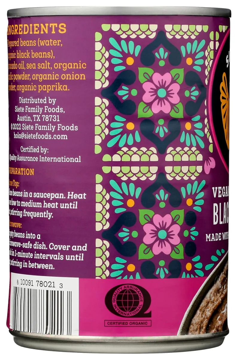Siete Vegan Refried Black Beans with Avocado Oil - 16 oz