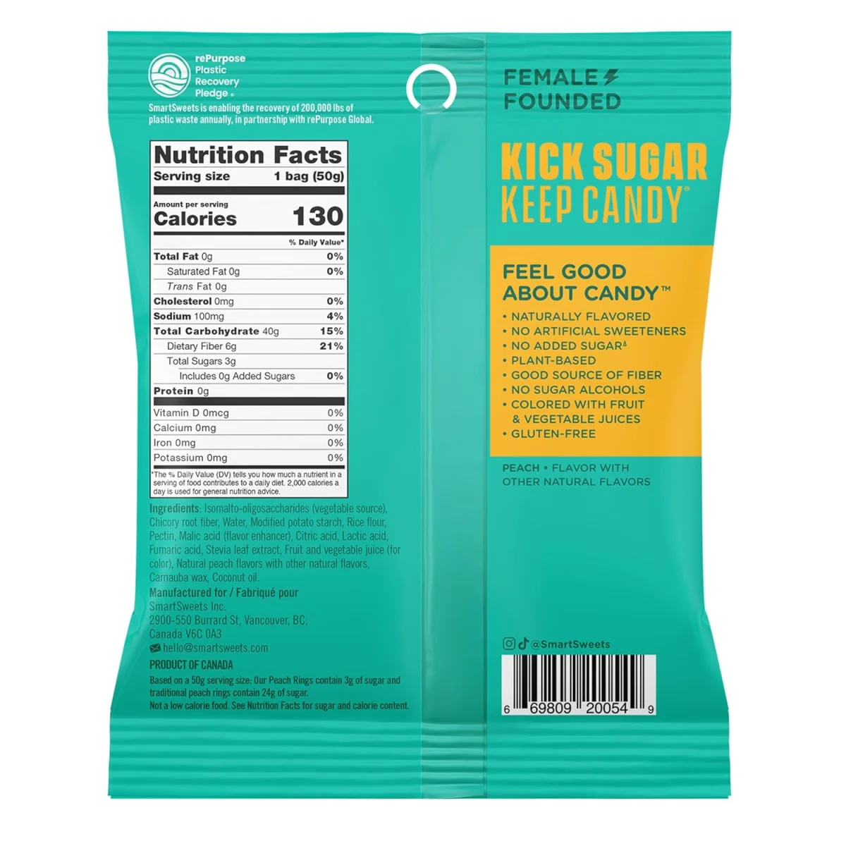 SmartSweets Peach Rings - 1.8 oz