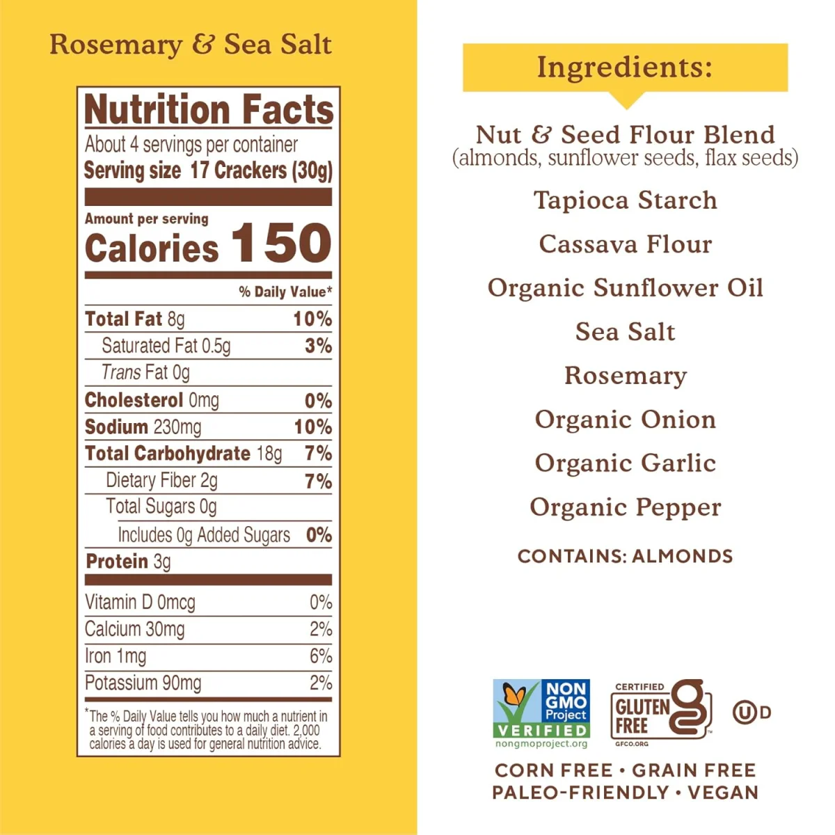 Simple Mills Almond Flour Crackers, Rosemary & Sea Salt - 4.25 oz