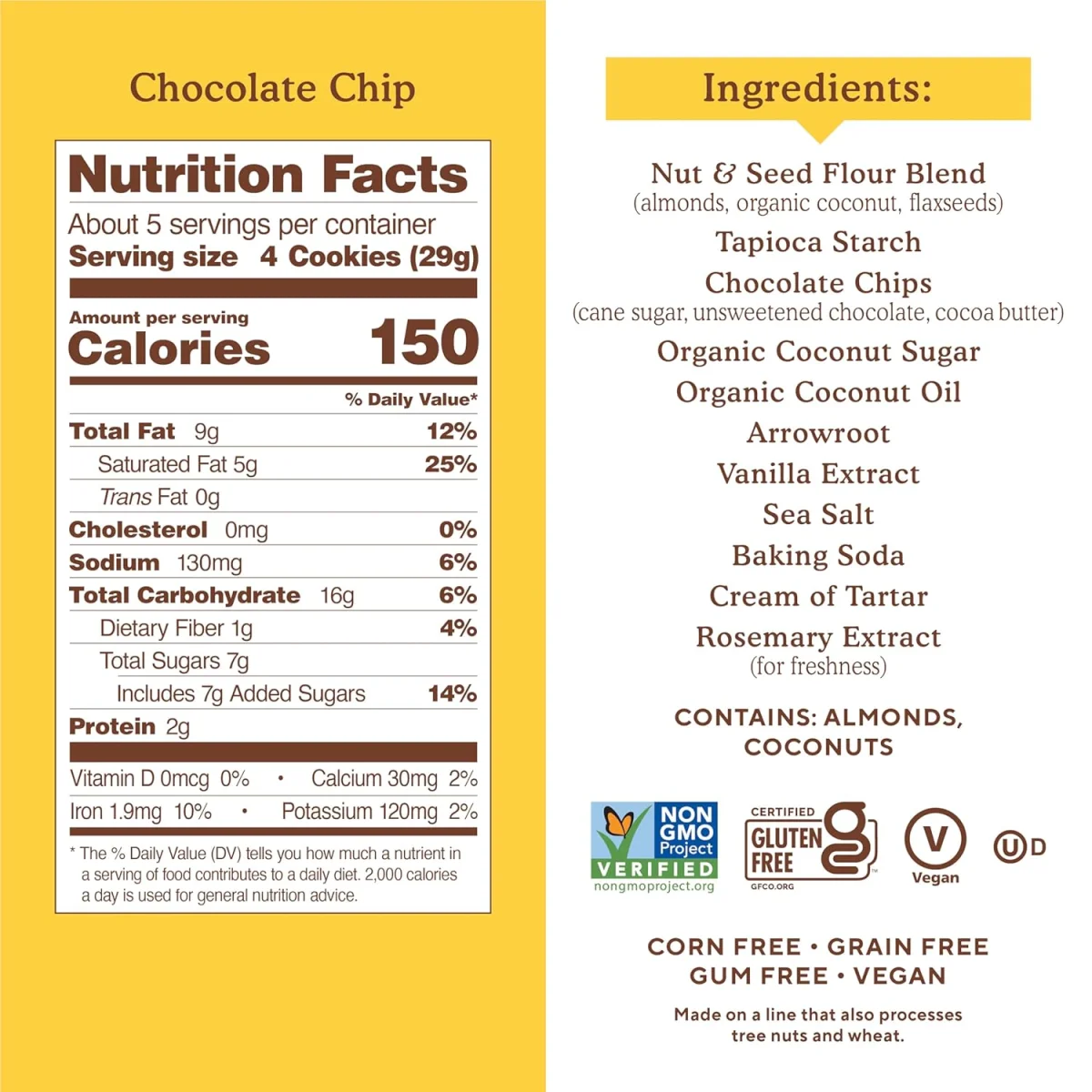 Simple Mills Almond Flour Crunchy Cookies, Chocolate Chip - 5.5 oz