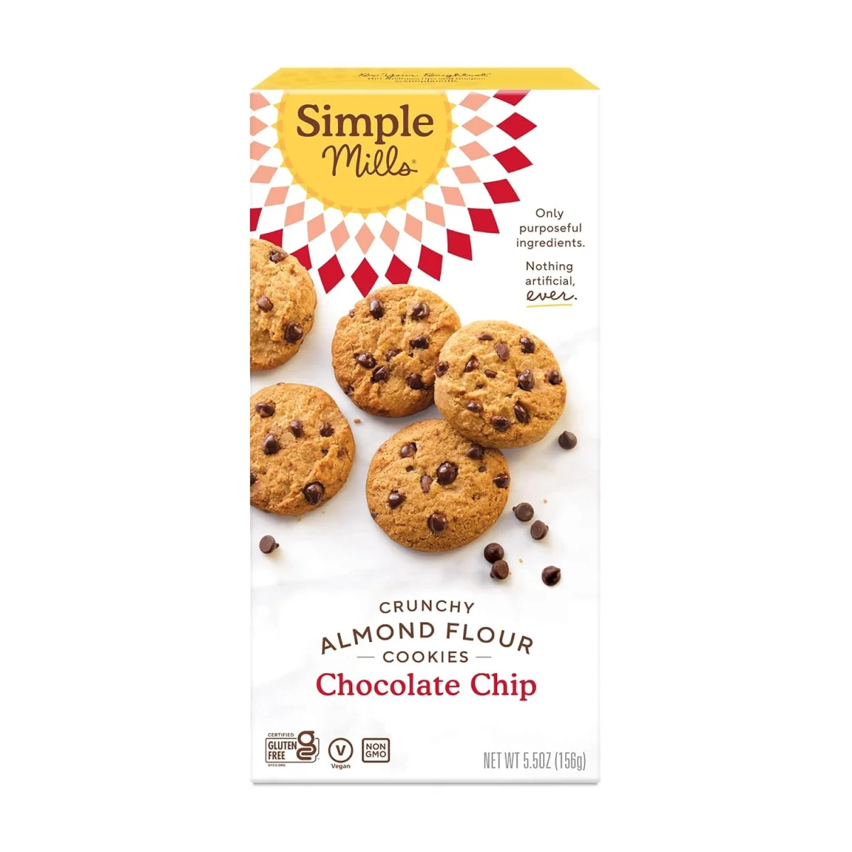 Simple Mills Almond Flour Crunchy Cookies, Chocolate Chip - 5.5 oz