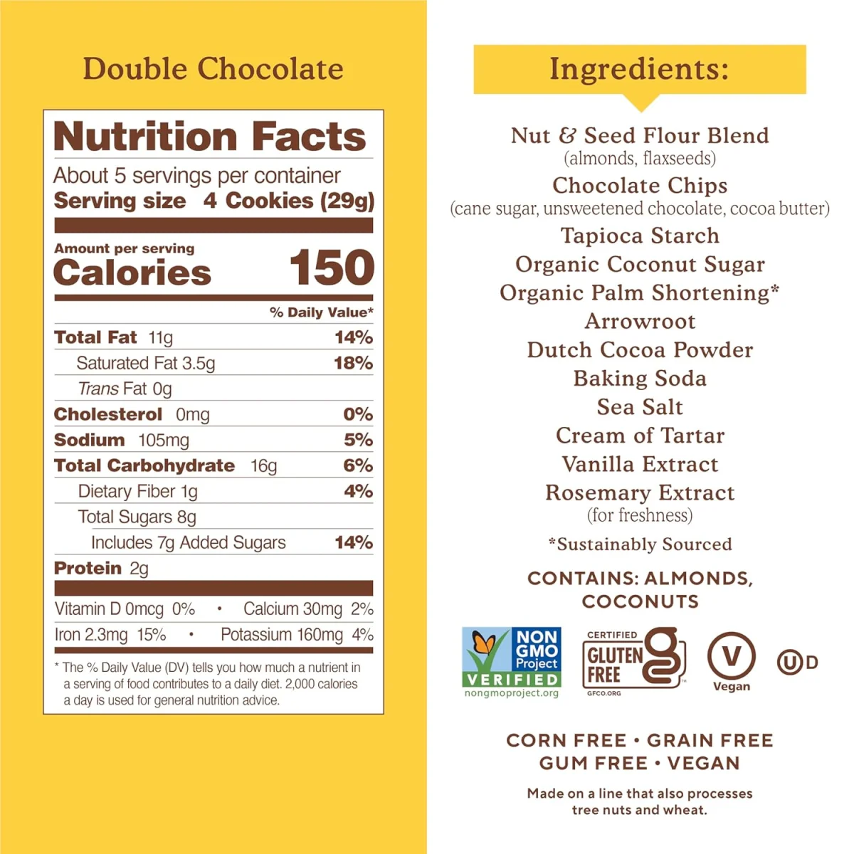 Simple Mills Crunchy Almond Flour Cookies, Double Chocolate - 5.5 oz