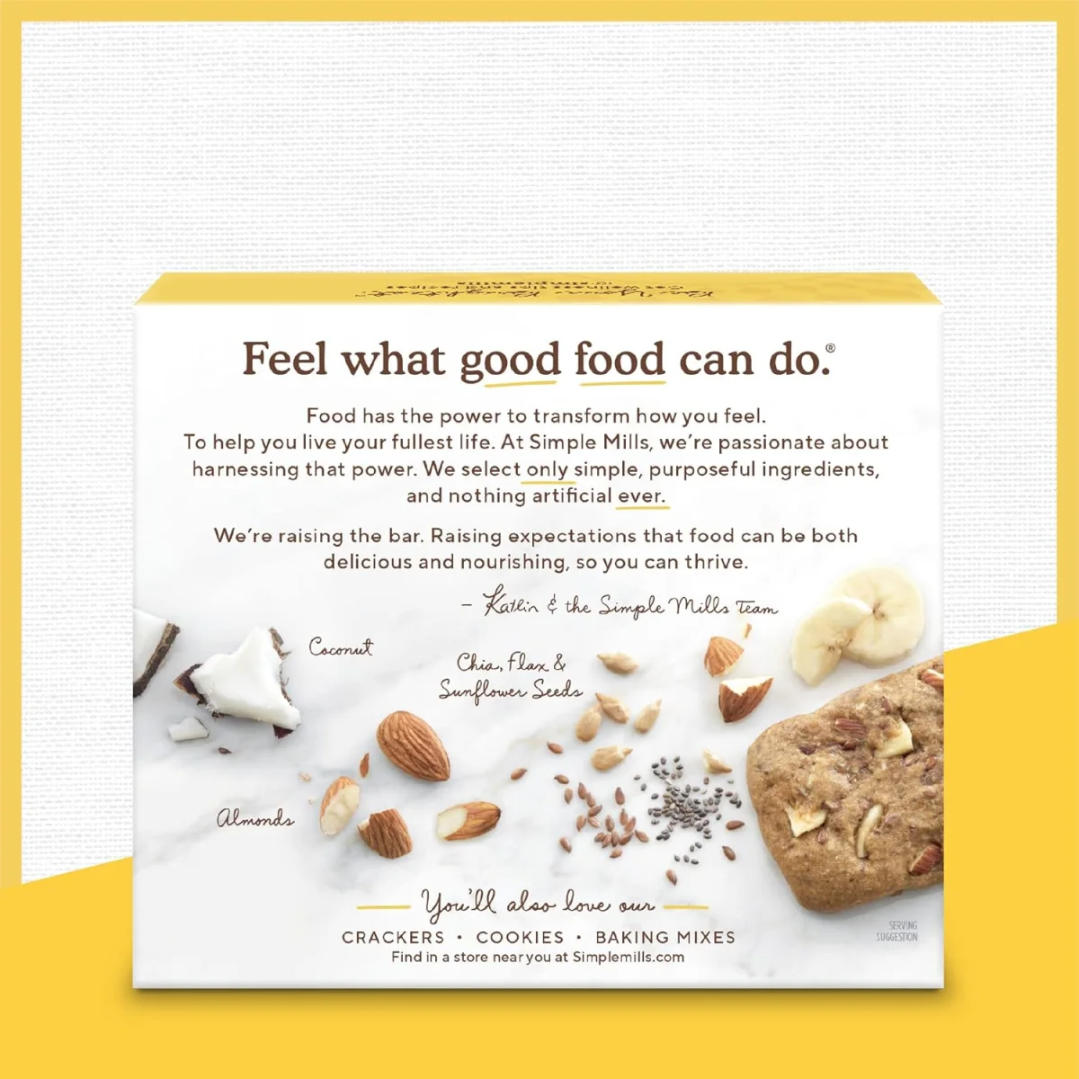 Simple Mills Gluten Free Soft Baked Almond Flour Bars, Nutty Banana Bread