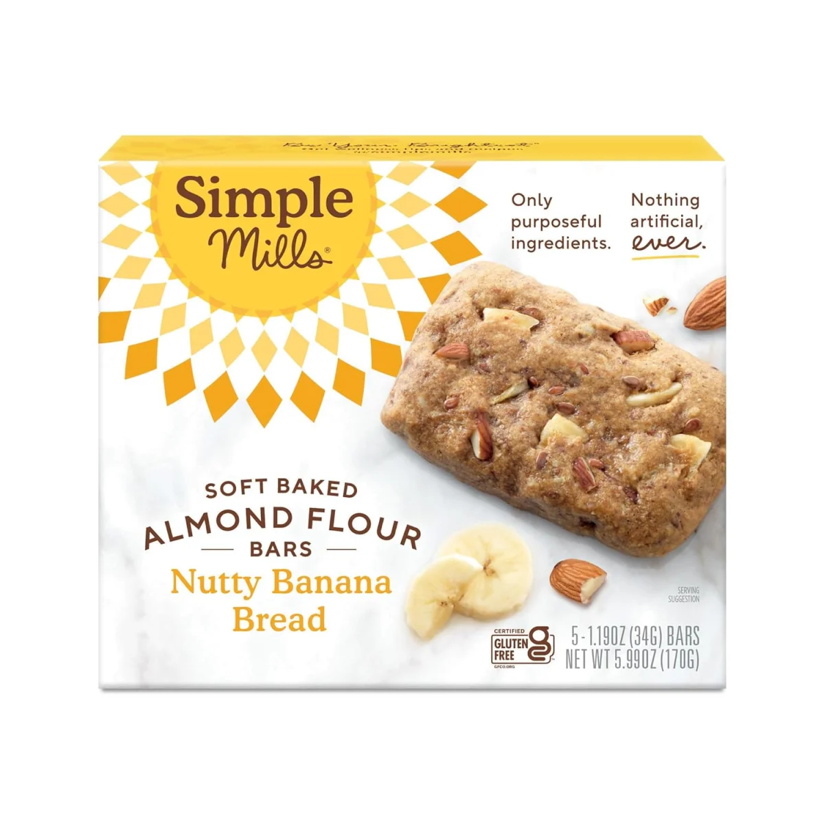 Simple Mills Gluten Free Soft Baked Almond Flour Bars, Nutty Banana Bread