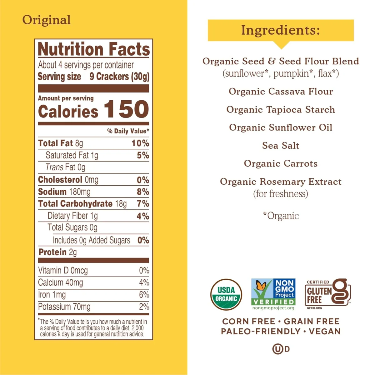 Simple Mills Organic Seed Flour Crackers, Garlic & Herb - 4.25 oz