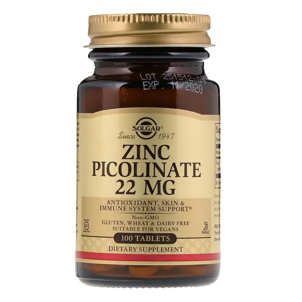 Solgar Zinc Picolinate - 22 mg - 100 Tablets