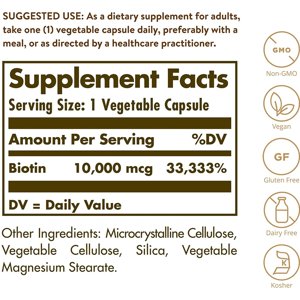 Solgar Biotin - 10000 mcg - 60 Vegetable Capsules