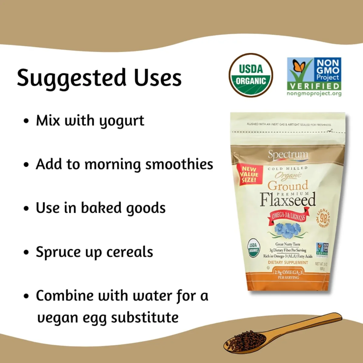 Spectrum Organic Ground Flaxseed - 14 oz