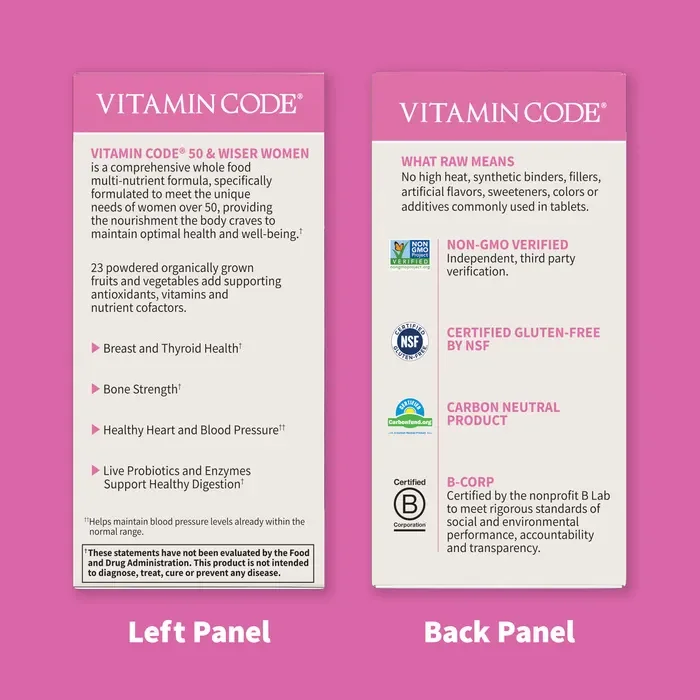 Garden of Life Vitamin Code® 50 & Wiser Women Whole Food Multivitamin - 120 Vegetarian Capsules