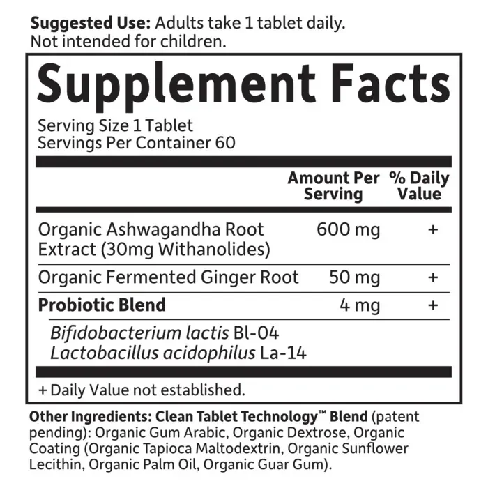 Garden of Life Organics Ashwagandha Stress & Mood Herbal Supplement - 60 Vegan Tablets