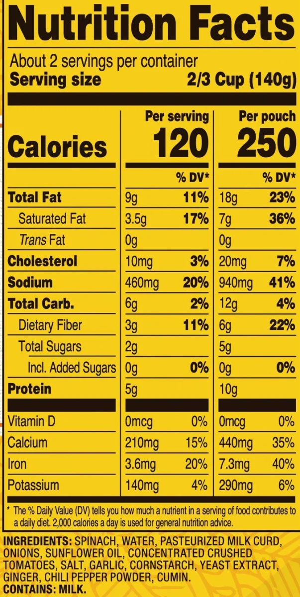 Tasty Bite Spinach & Paneer - 10 oz