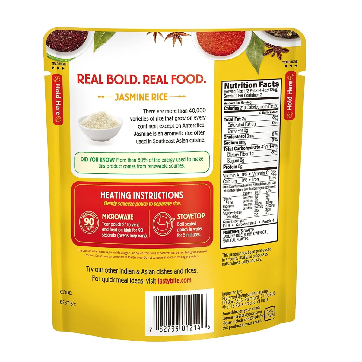 Tasty Bite Vegan Non-GMO Organic Jasmine Rice - 8.8 oz