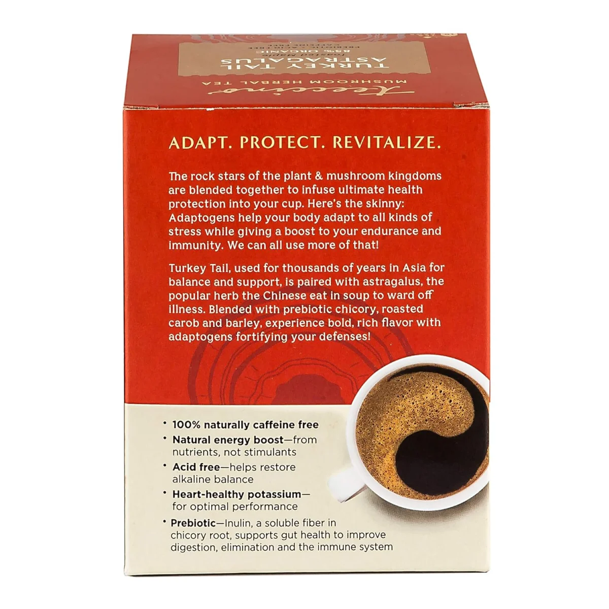 Teeccino Mushroom Herbal Tea, Turkey Tail Astragalus, Caffeine Free - 10 Tea Bags
