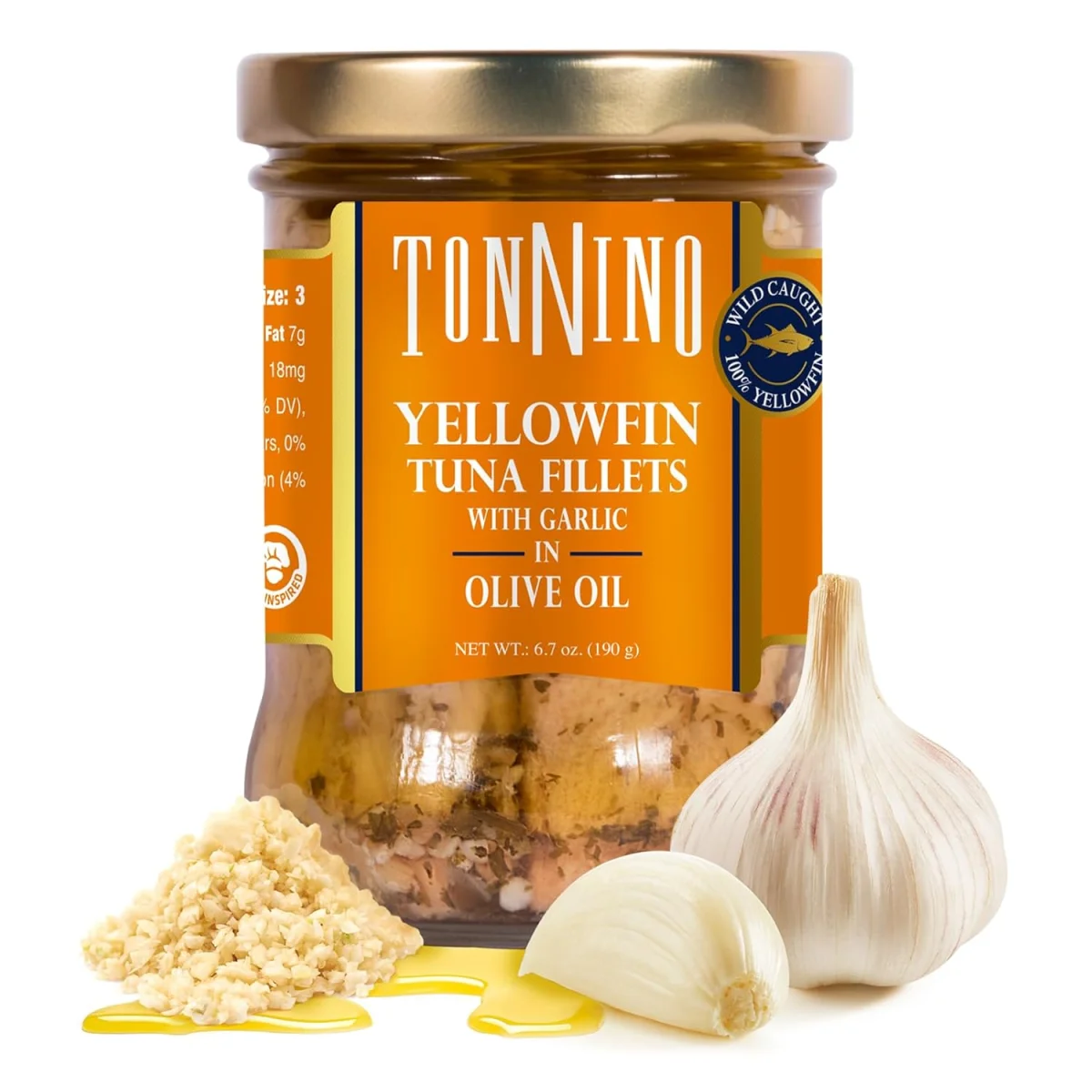 Tonnino Tuna Fillets with Garlic in Olive Oil