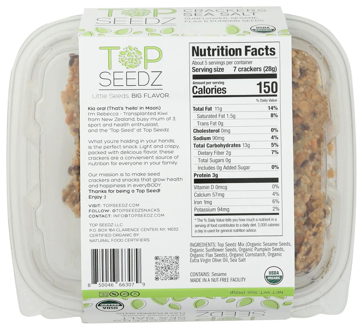 Top Seedz Sea Salt Gluten Free Crackers - 5 oz