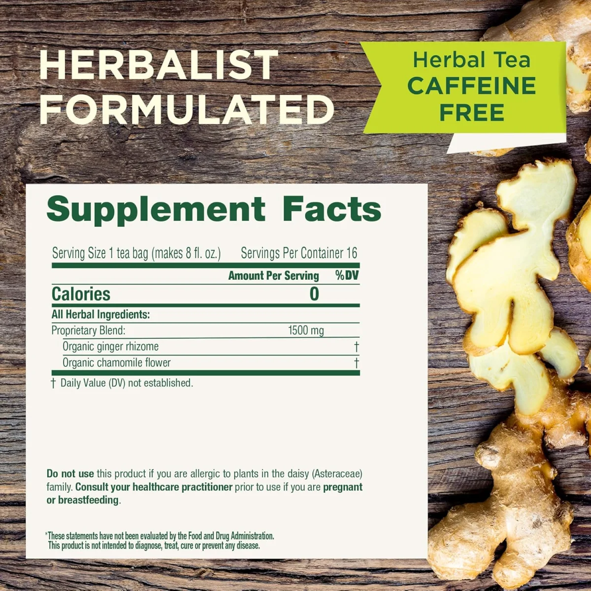 Traditional Medicinals Organic Ginger and Chamomile Herbal Tea - 16 Tea Bags