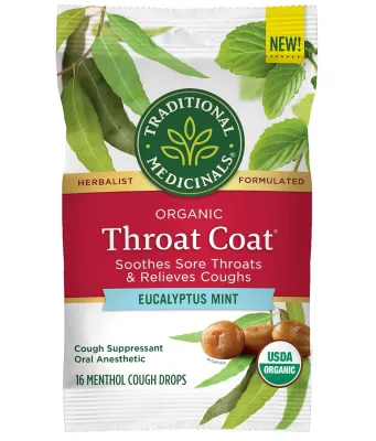 Traditional Medicinals Organic Throat Coat Lozenges, Eucalyptus Mint