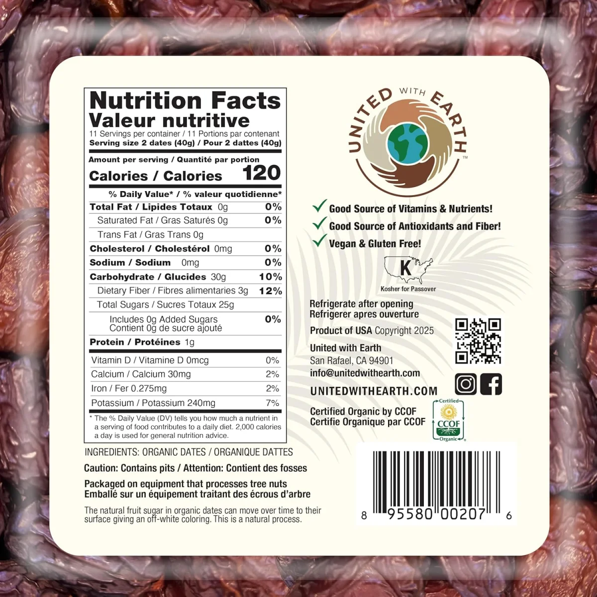 United With Earth Organic Medjool Dates - 1 lb