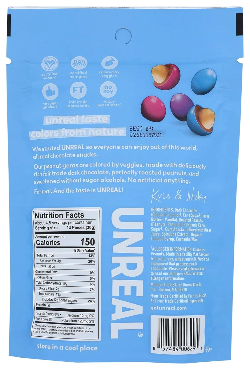 Unreal Dark Chocolate Peanut Gems - 5 oz