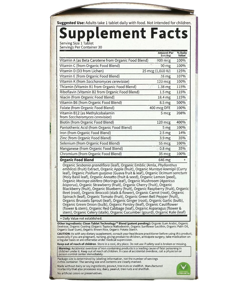 Garden of Life Organics Women's Once Daily Multivitamin - 30 Vegan Tablets