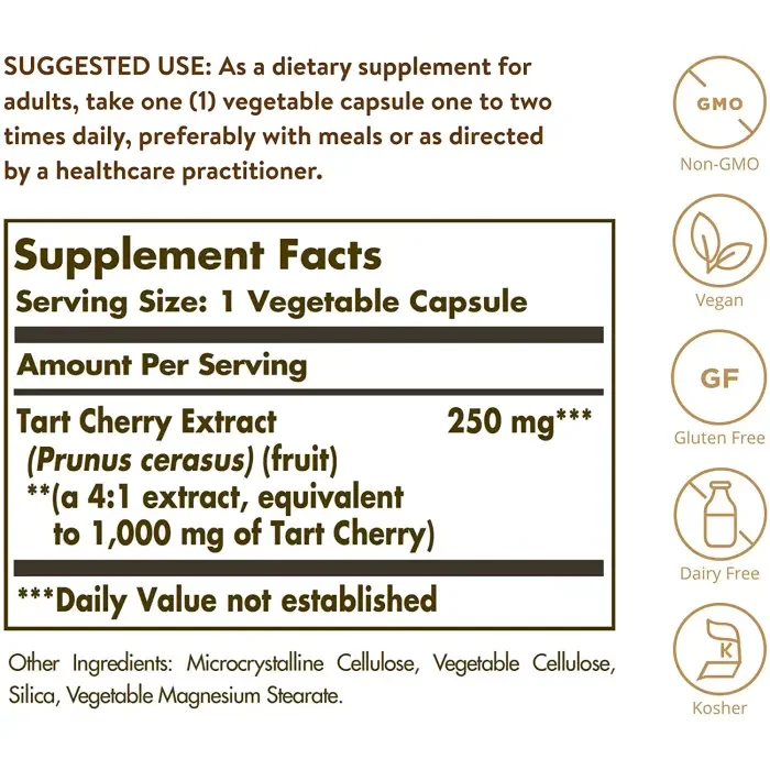 Solgar Tart Cherry Extract - 1000 mg - 90 Vegetable Capsules