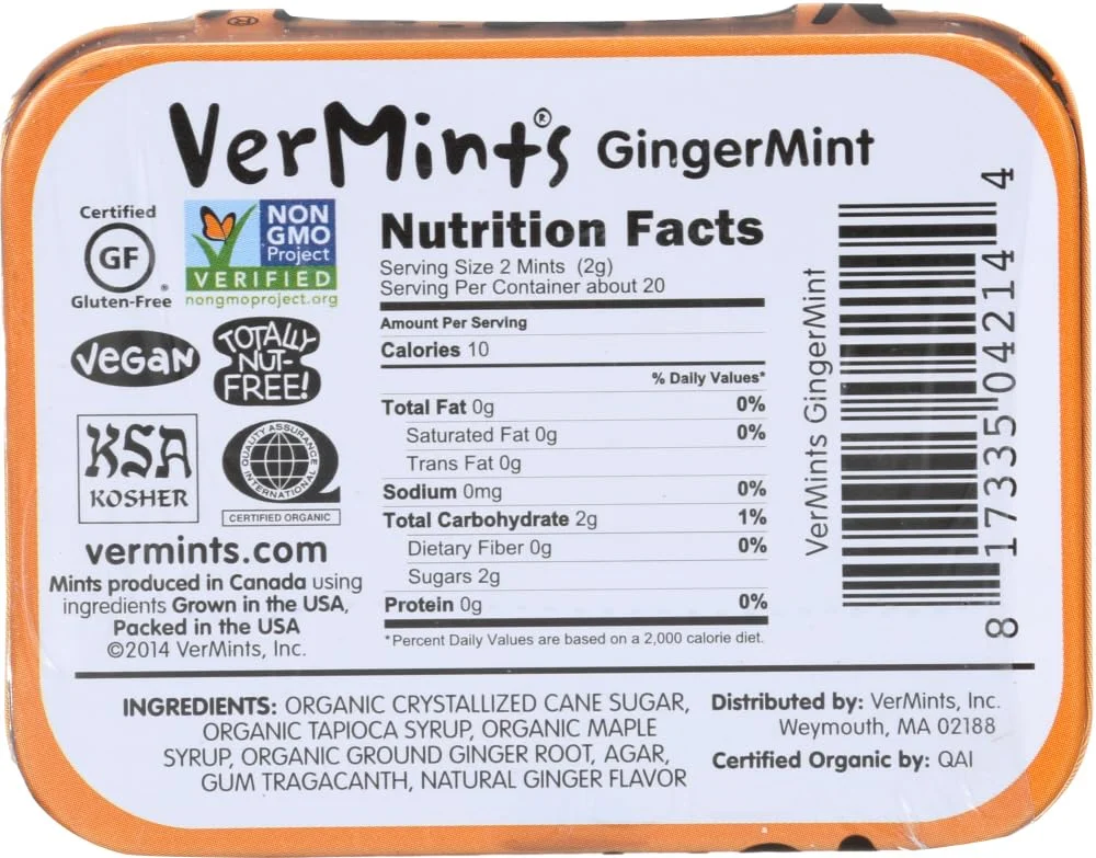 VerMints Organic GingerMint Breath Mints - 1.41 oz