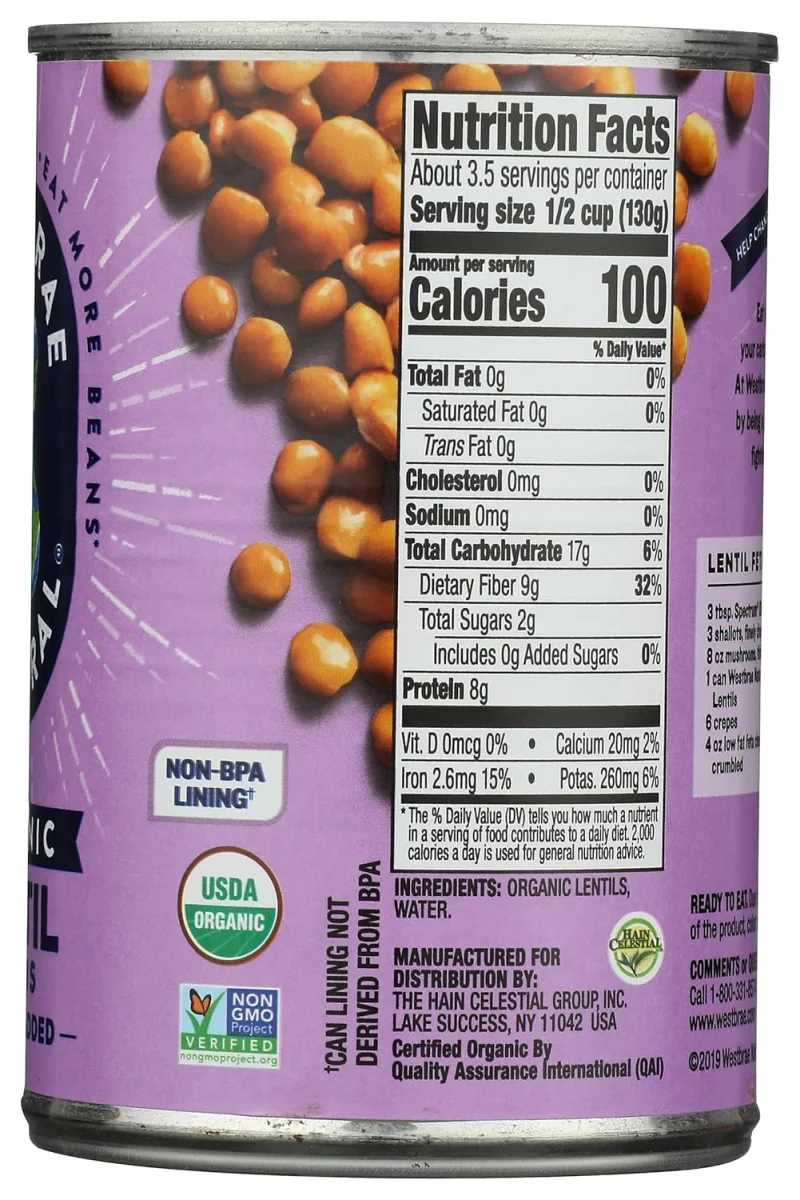 Westbrae Natural Organic Lentil Beans - 15 oz
