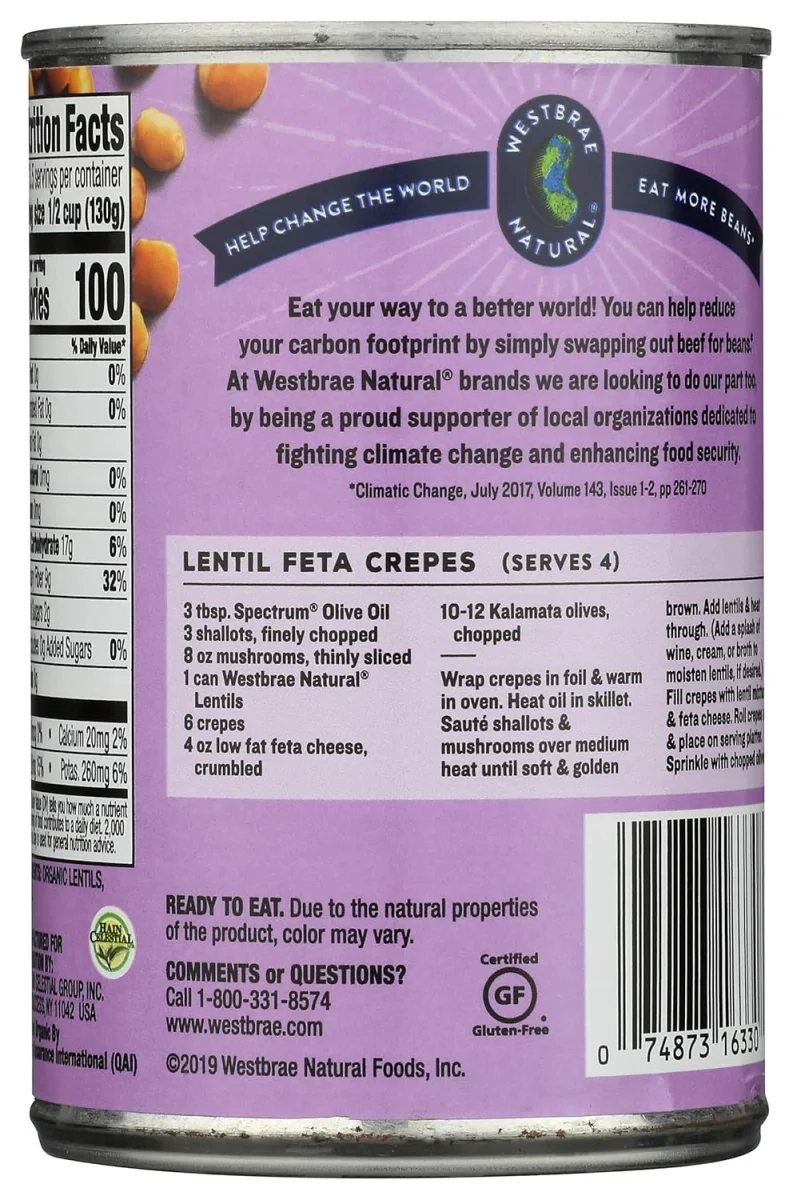 Westbrae Natural Organic Lentil Beans - 15 oz