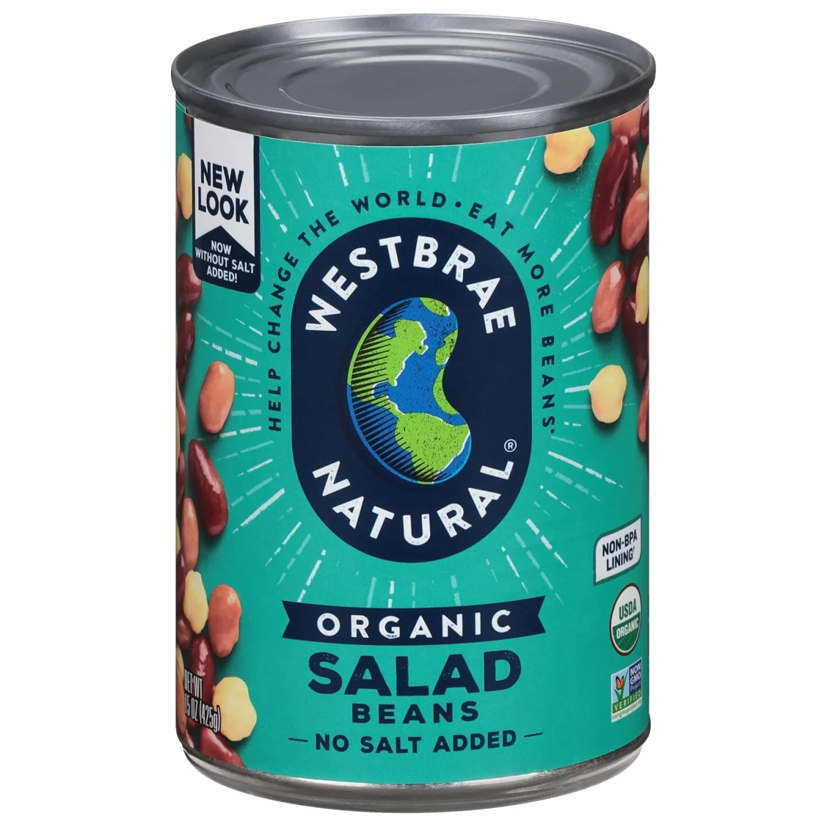 Westbrae Natural Organic Salad Beans, Low Sodium - 15 oz