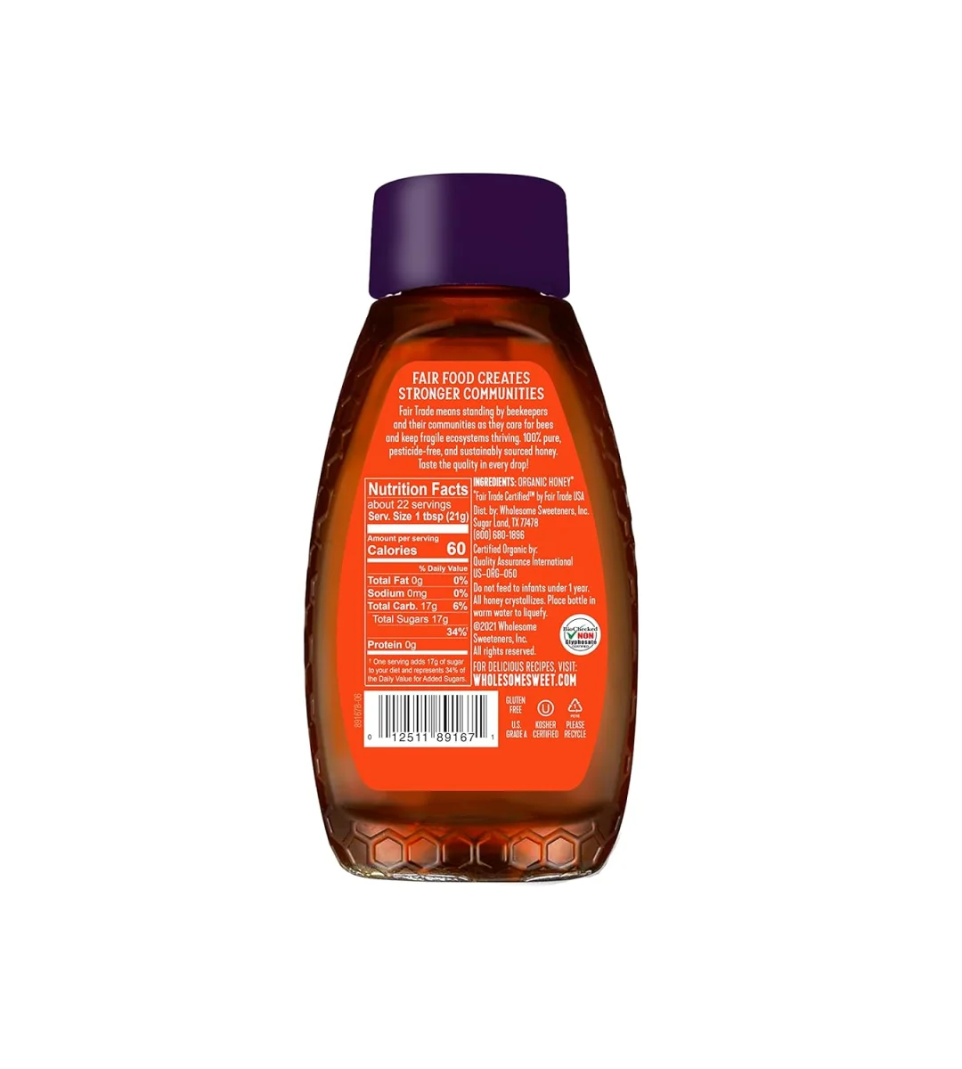 Wholesome Fair Trade Organic Honey - 16 oz