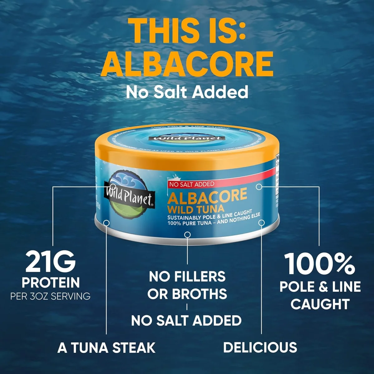 Wild Planet Wild Albacore Tuna, No Salt Added - 5 oz