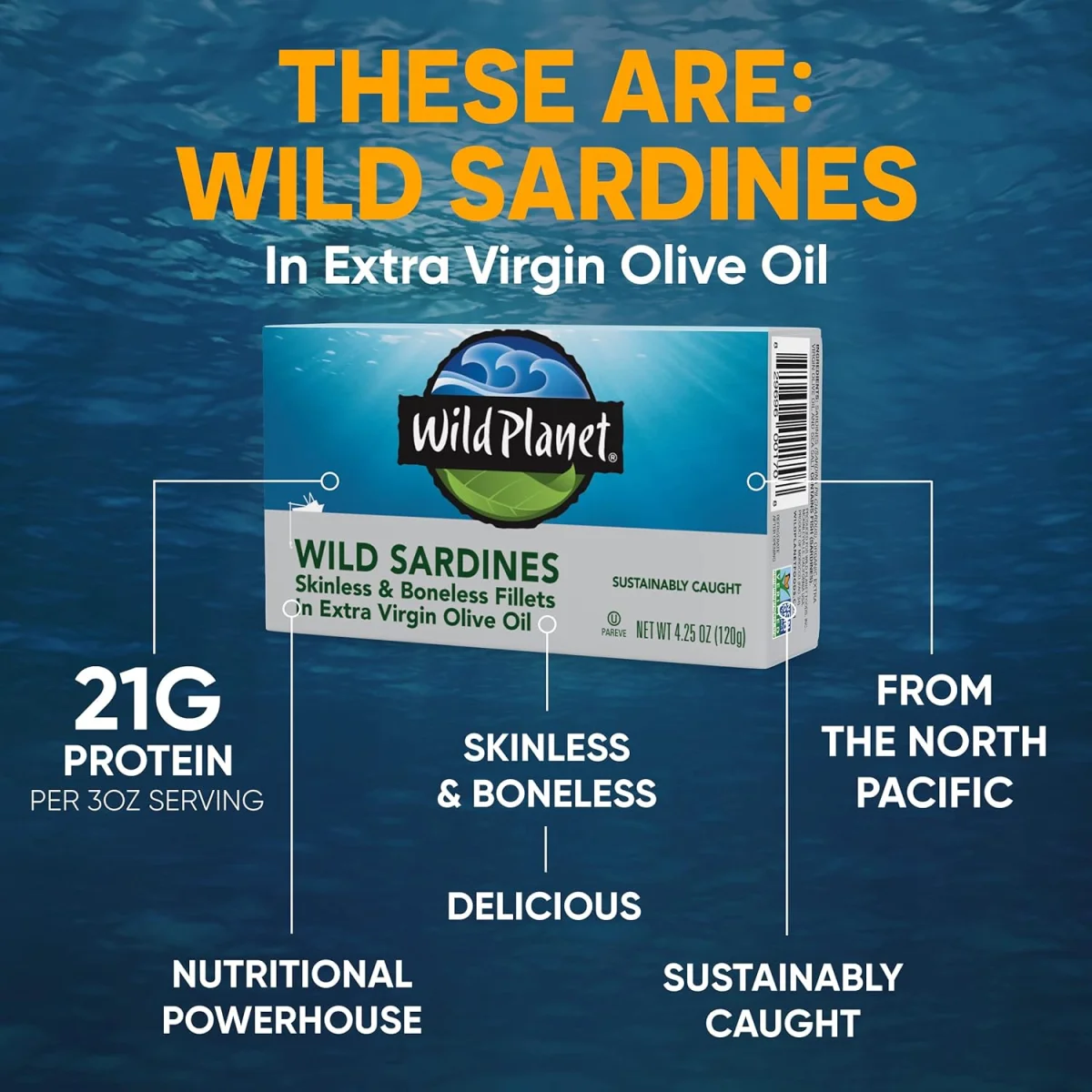 Wild Planet Wild Sardines in Extra Virgin Olive Oil with Sea Salt