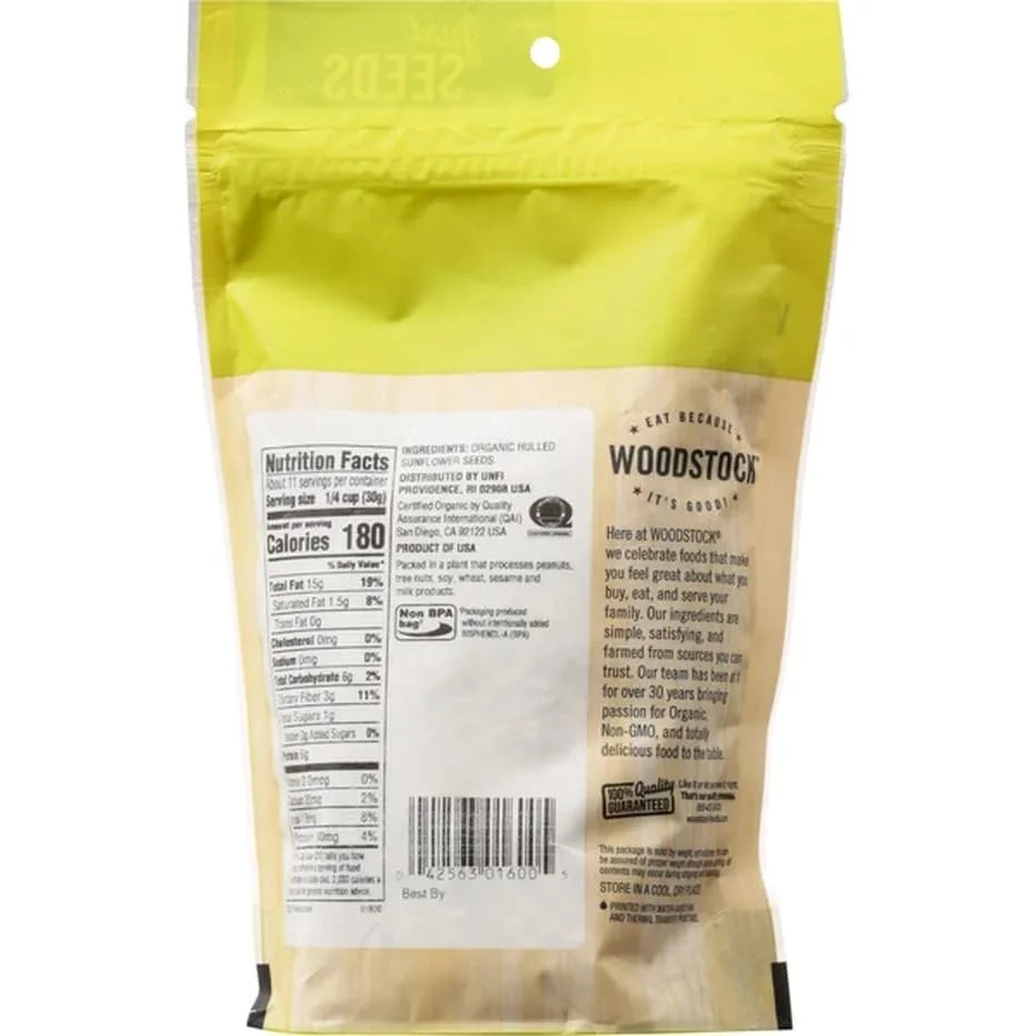 Woodstock Foods Organic Hulled Unsalted Sunflower Seeds - 12 oz