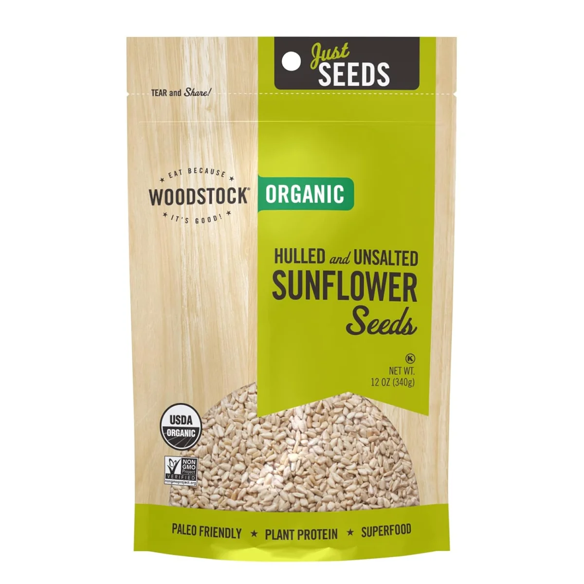 Woodstock Foods Organic Hulled Unsalted Sunflower Seeds - 12 oz