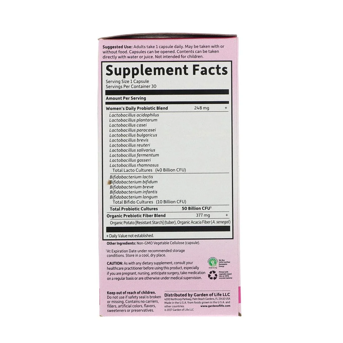 Garden of Life Dr. Formulated Probiotics Once Daily Women's - 50 billion - 30 Vegetarian Capsules